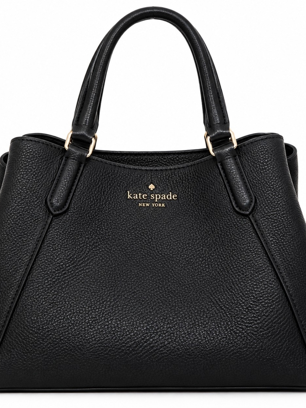 kate spade Black Pebbled Leather Satchel with Gold Accent
